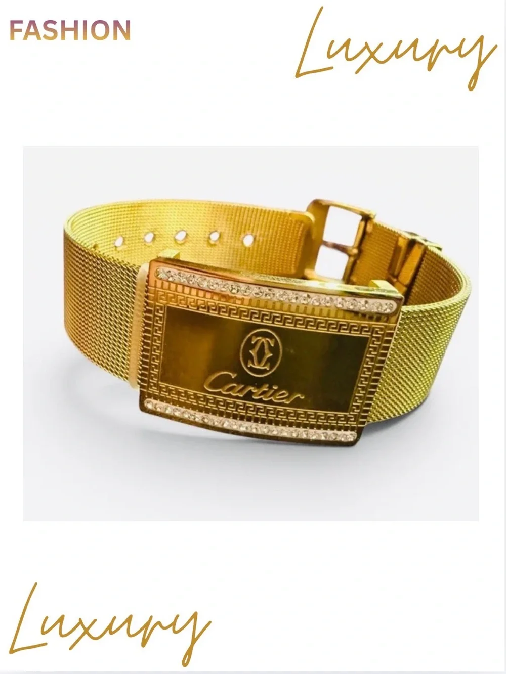 BRACELET: 18K Gold Plated Mesh w/Embellished Rhinestones, NWOT